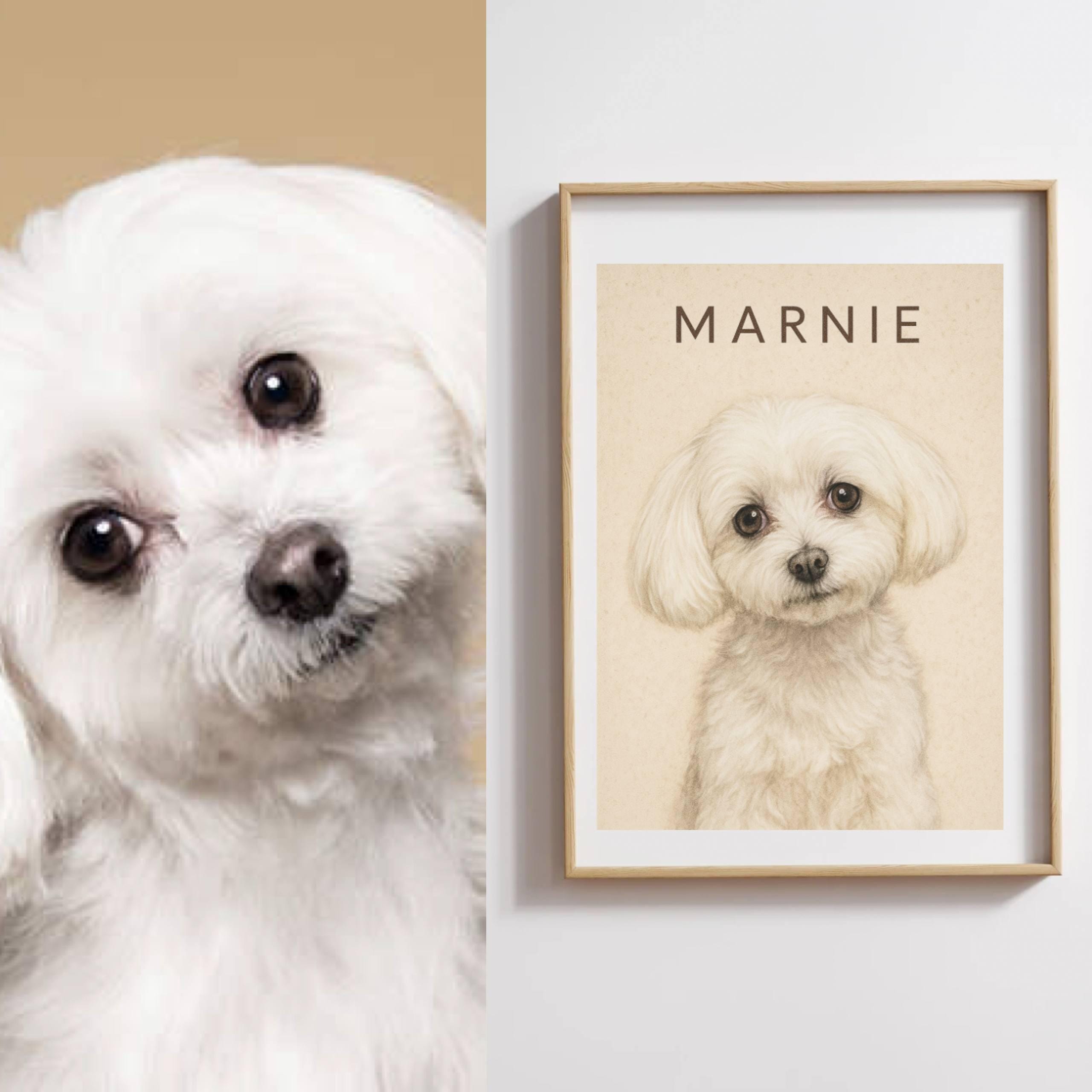 Custom Pet Portrait from Photo: Personalized Pet Memorial (Digital Download