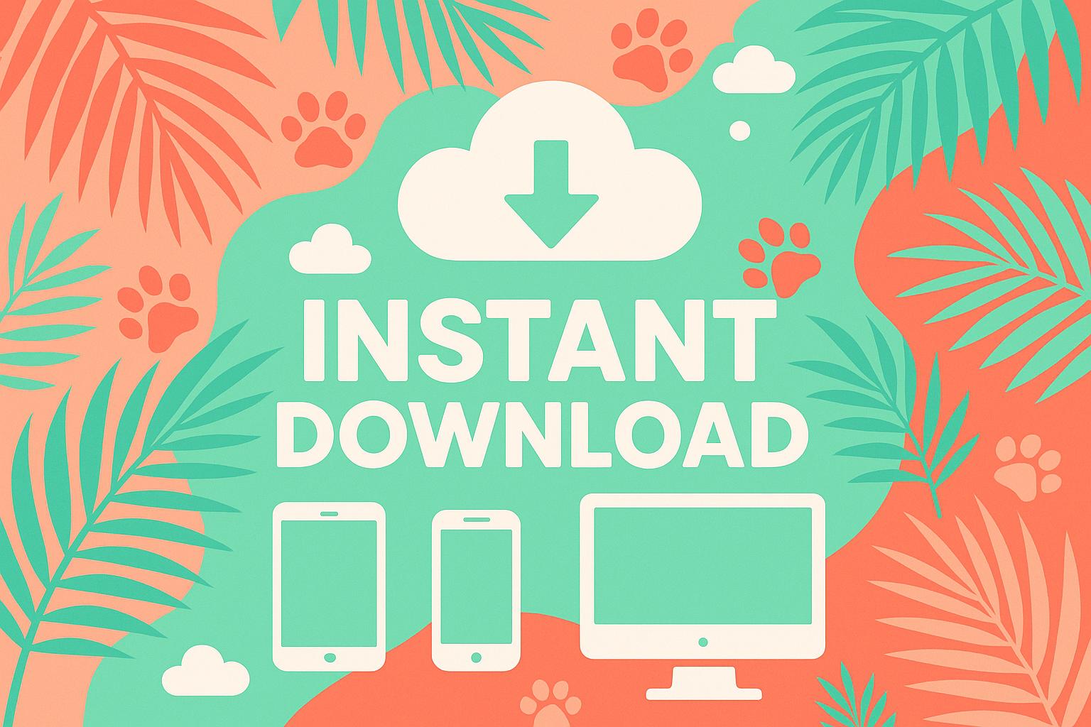Tropical Dog Feeding Schedule: Pet Tracker, A4 & US Letter (PDF Download)