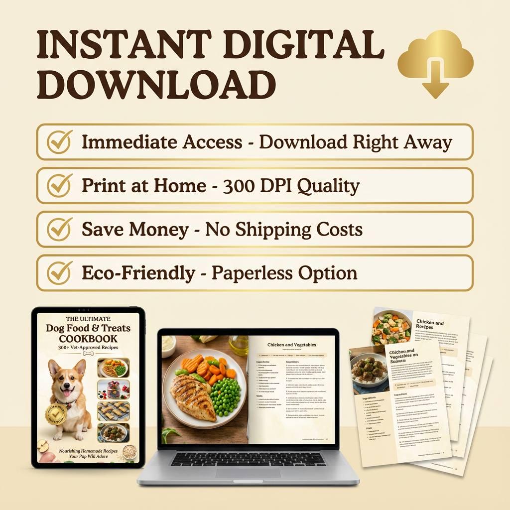 The Ultimate Dog Food & Treats Cookbook | 300+ Vet-Approved Recipes | Healthy Homemade Recipes | Digital Download