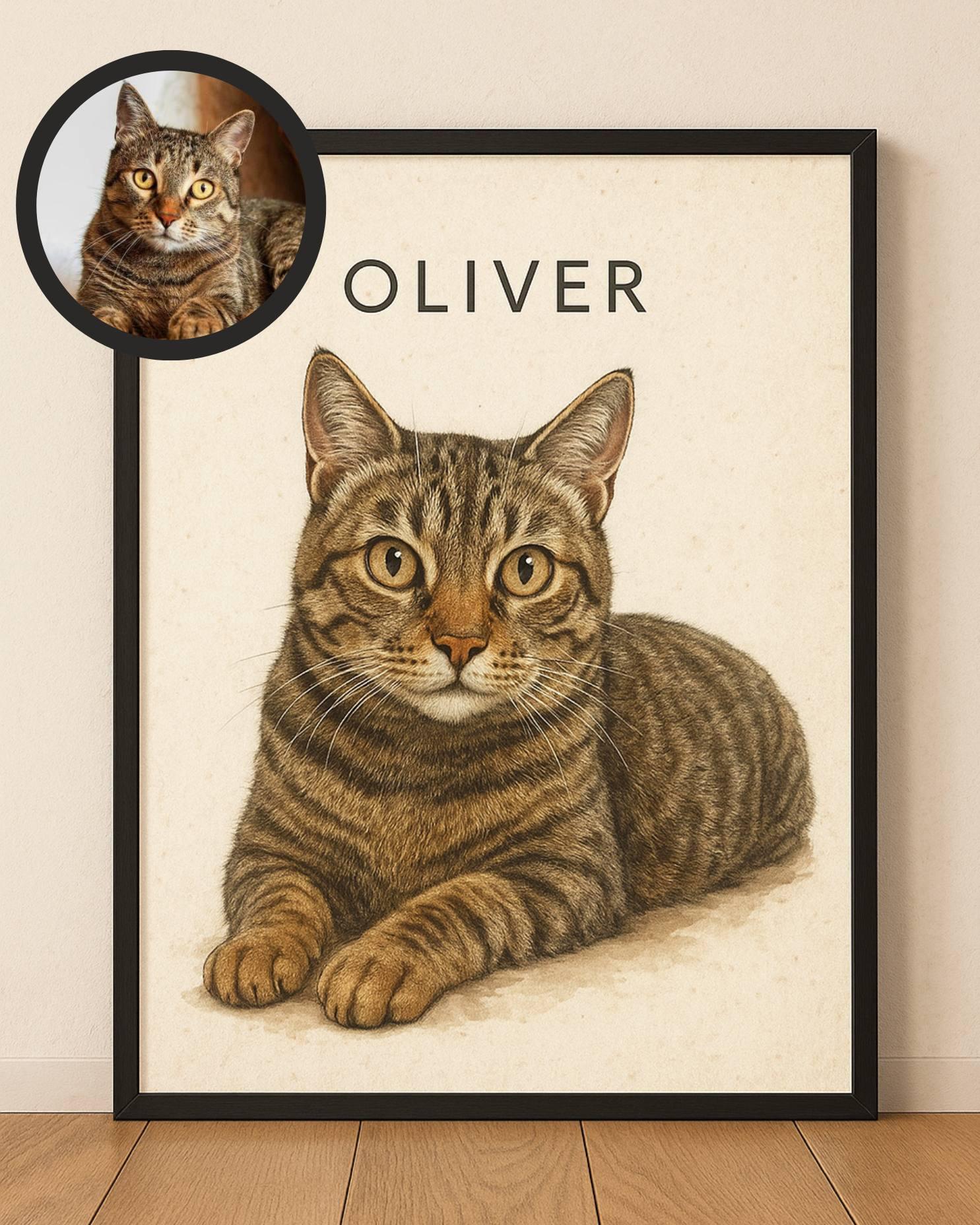 Custom Pet Portrait from Photo: Personalized Pet Memorial (Digital Download
