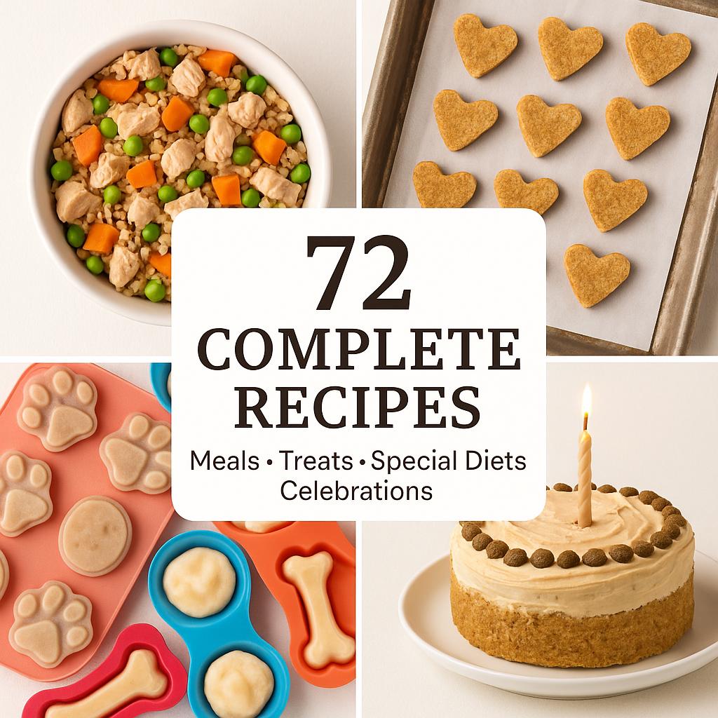 72 Vet-Approved Homemade Dog Food & Treats Cookbook (Digital Download)