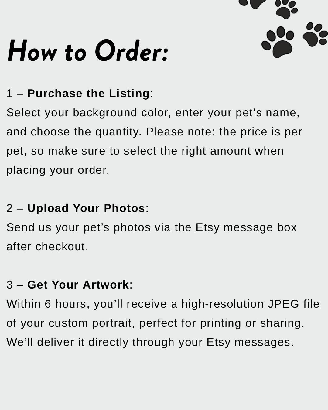 Custom Pet Portrait from Photo: Personalized Pet Memorial (Digital Download