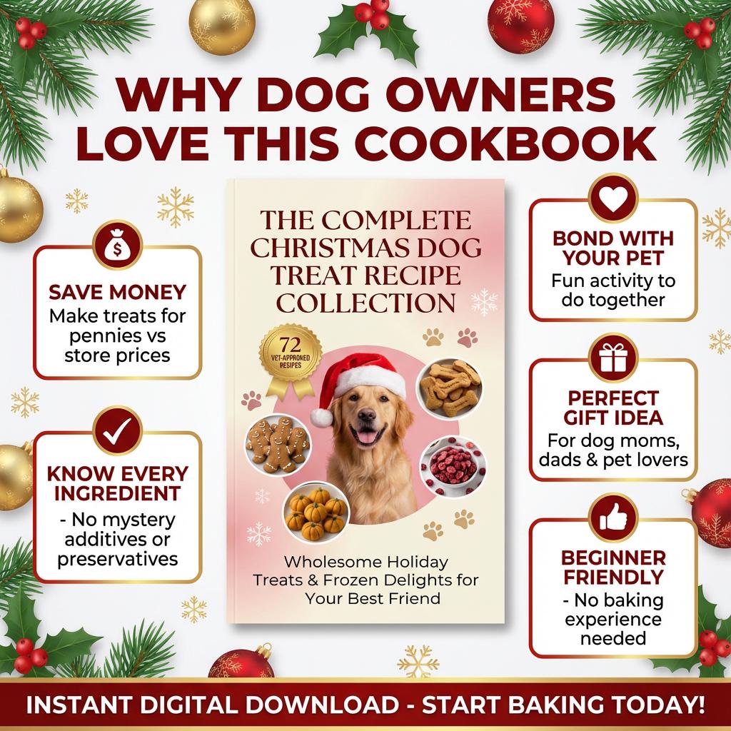 72 Vet-Approved Christmas Dog Recipes | Homemade Dog Treat Cookbook | Digital Download