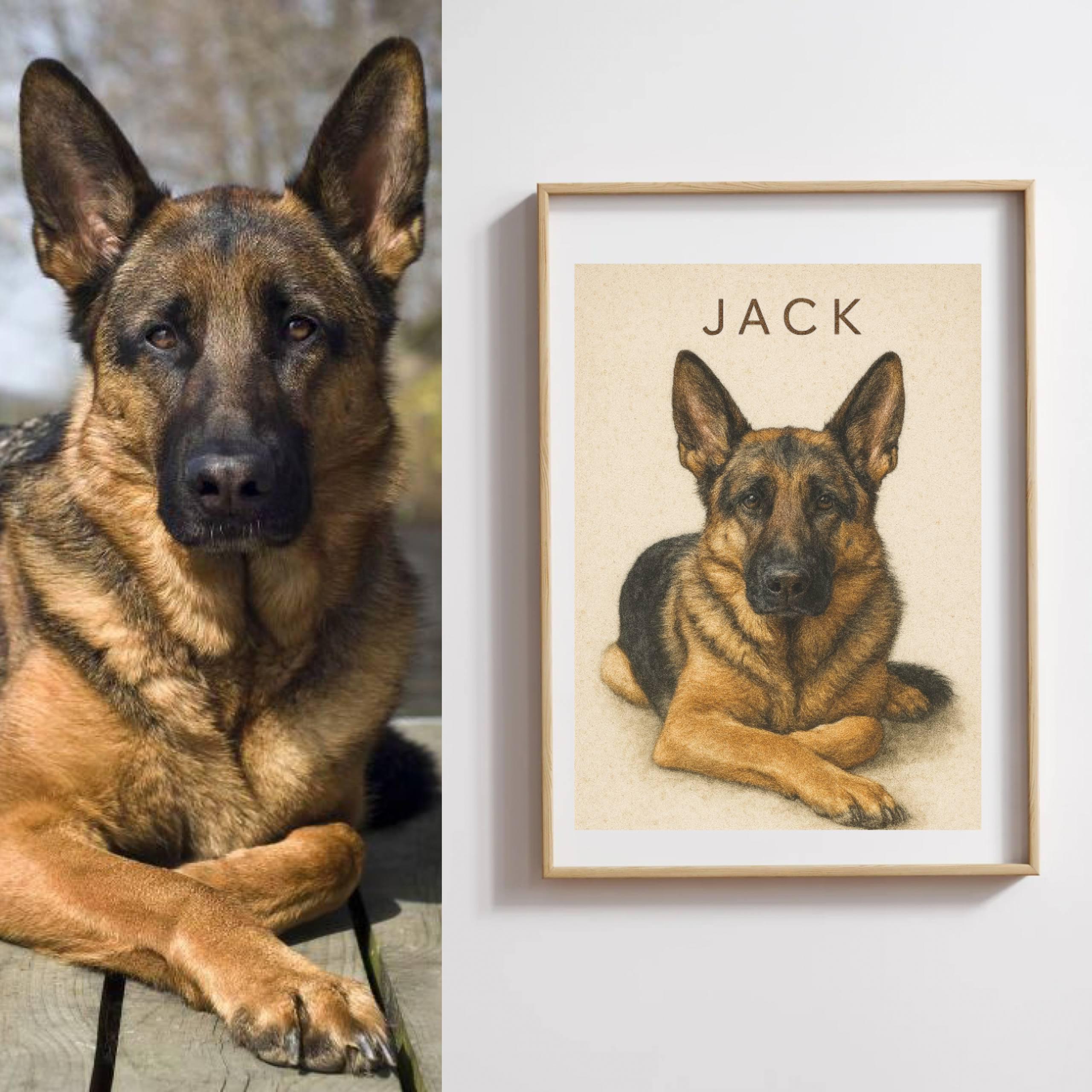 Custom Pet Portrait from Photo: Personalized Pet Memorial (Digital Download