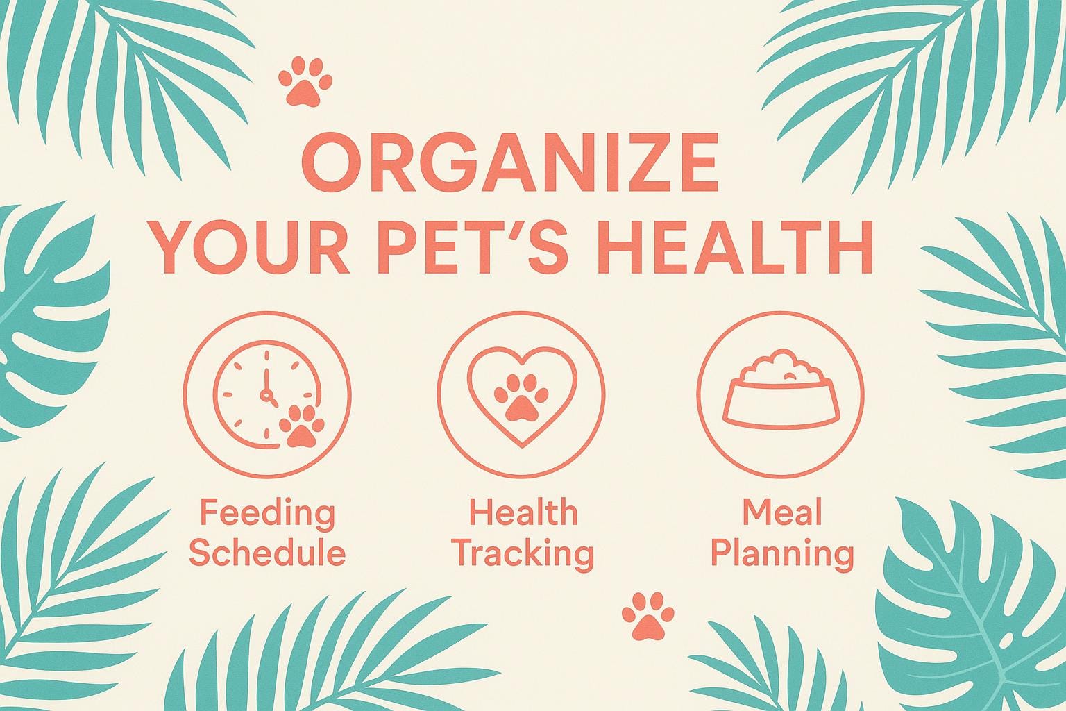 Tropical Dog Feeding Schedule: Pet Tracker, A4 & US Letter (PDF Download)